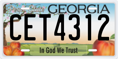 GA license plate CET4312