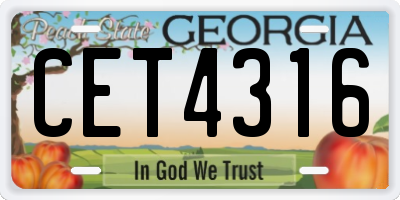 GA license plate CET4316
