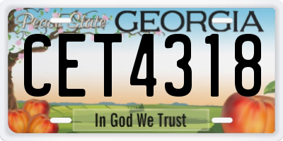 GA license plate CET4318