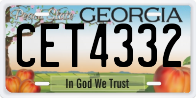 GA license plate CET4332