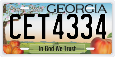 GA license plate CET4334