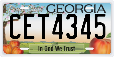 GA license plate CET4345