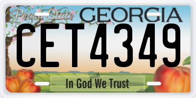 GA license plate CET4349
