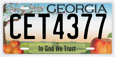 GA license plate CET4377