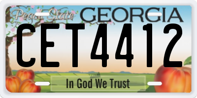 GA license plate CET4412