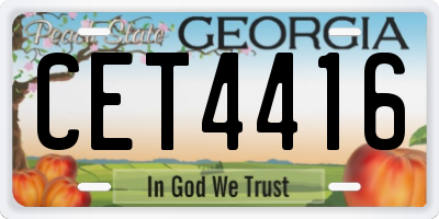 GA license plate CET4416