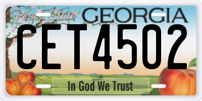 GA license plate CET4502