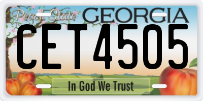 GA license plate CET4505