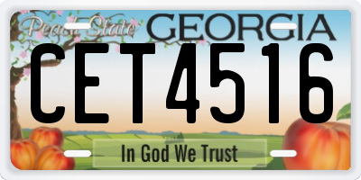 GA license plate CET4516
