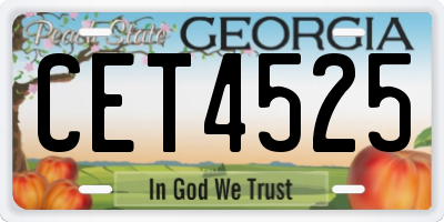 GA license plate CET4525