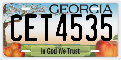 GA license plate CET4535