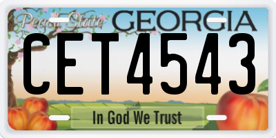 GA license plate CET4543