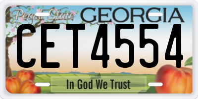 GA license plate CET4554