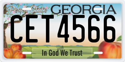GA license plate CET4566