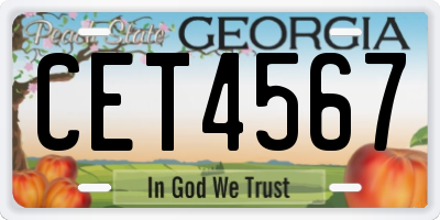 GA license plate CET4567