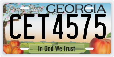 GA license plate CET4575