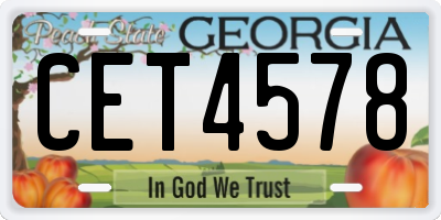 GA license plate CET4578
