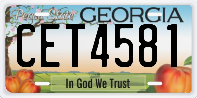 GA license plate CET4581