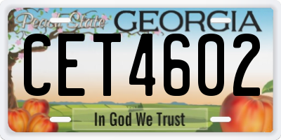 GA license plate CET4602