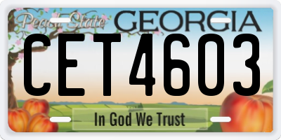 GA license plate CET4603