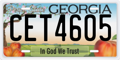 GA license plate CET4605