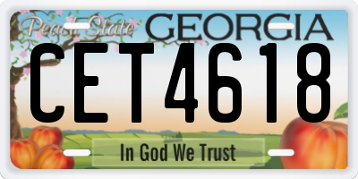 GA license plate CET4618