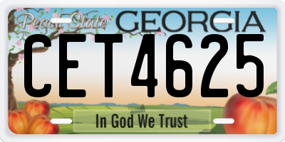 GA license plate CET4625