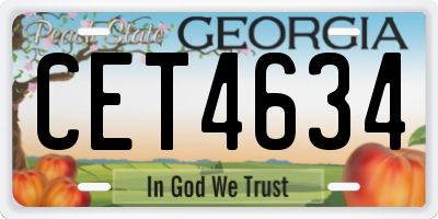 GA license plate CET4634