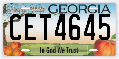 GA license plate CET4645