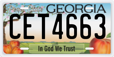 GA license plate CET4663