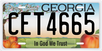 GA license plate CET4665