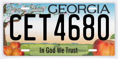 GA license plate CET4680