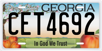 GA license plate CET4692