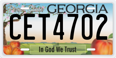 GA license plate CET4702