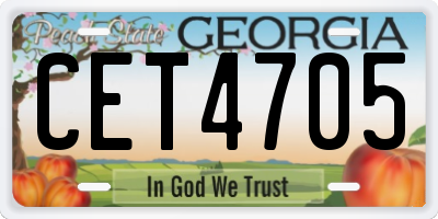 GA license plate CET4705