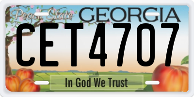 GA license plate CET4707