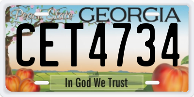 GA license plate CET4734