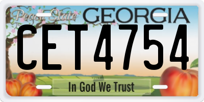 GA license plate CET4754