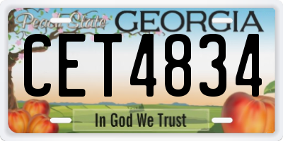 GA license plate CET4834
