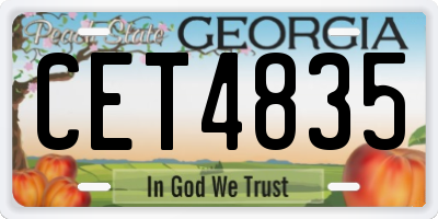 GA license plate CET4835
