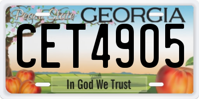 GA license plate CET4905