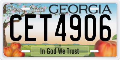 GA license plate CET4906