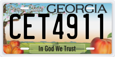 GA license plate CET4911