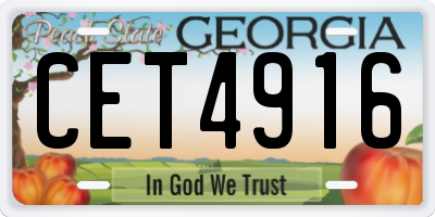 GA license plate CET4916