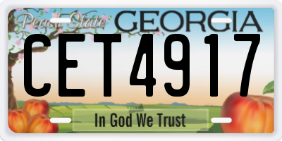 GA license plate CET4917