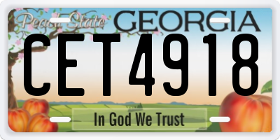 GA license plate CET4918