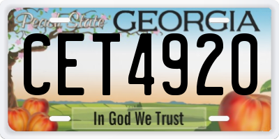 GA license plate CET4920