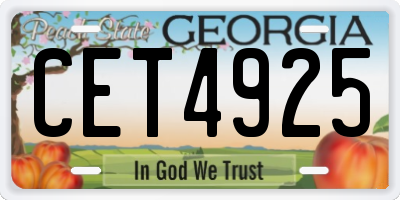 GA license plate CET4925