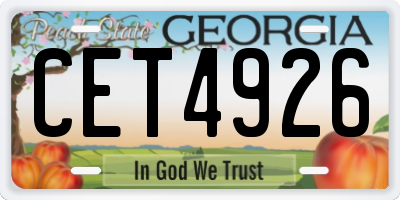 GA license plate CET4926