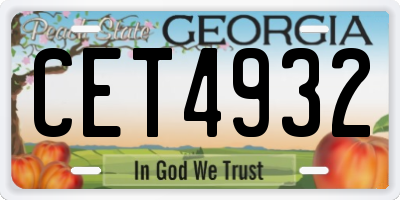GA license plate CET4932